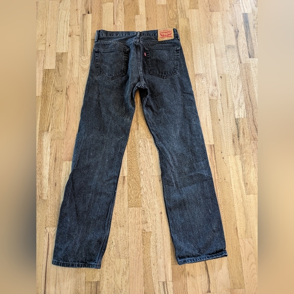 Levis 505 Jeans Mens 34x33 Black Regular Fit Straight Leg Denim Pants - Picture 3 of 13